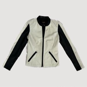 Black and white leather jacket